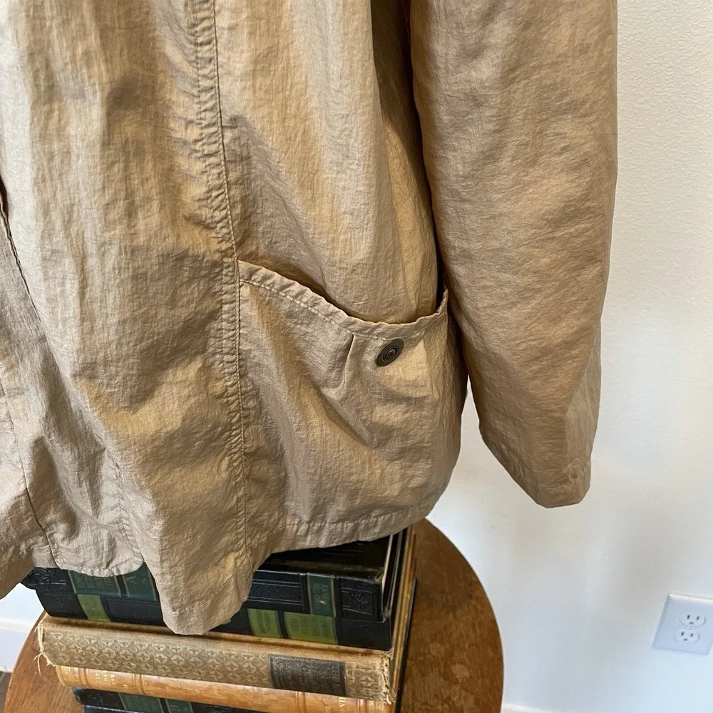 Chico's 3 Women's Large Weekends Taupe Snap Front Windbreaker Lightweight Jacket